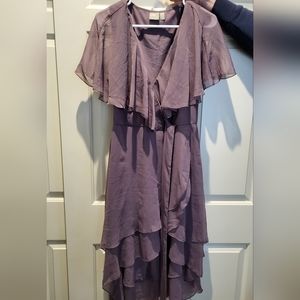 ASOS Flutter Sleeve Hi-Low Faux Wrap Dress